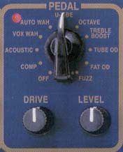 Effects selector on a typical modeling amp