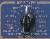 Amp selector on a typical modeling amp