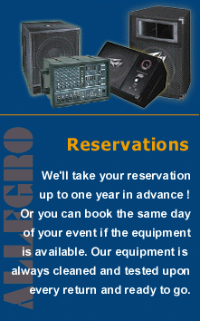 Reserve your sound system/PA system rental up to one year in advance! Or book the same day as your event.